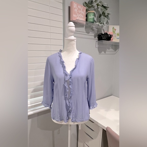Christopher & Banks Tops - Vintage Christopher & Banks 100% Silk Ruffle Trim Top
